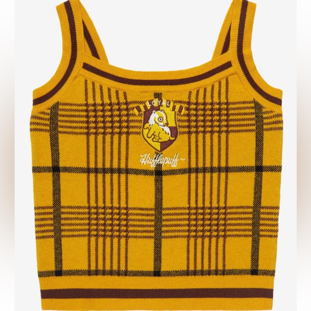 Hot Topic Yellow and Brown Hufflepuff Tank Top